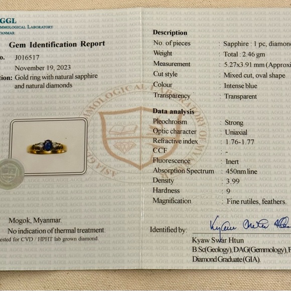 New Unheated Natural Burmese Sapphire in Genuine 18K Gold Ring - Picture 4 of 6